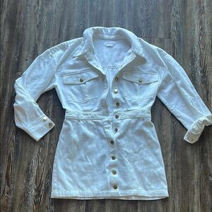 Lovers + Friends White Button-Up Dress